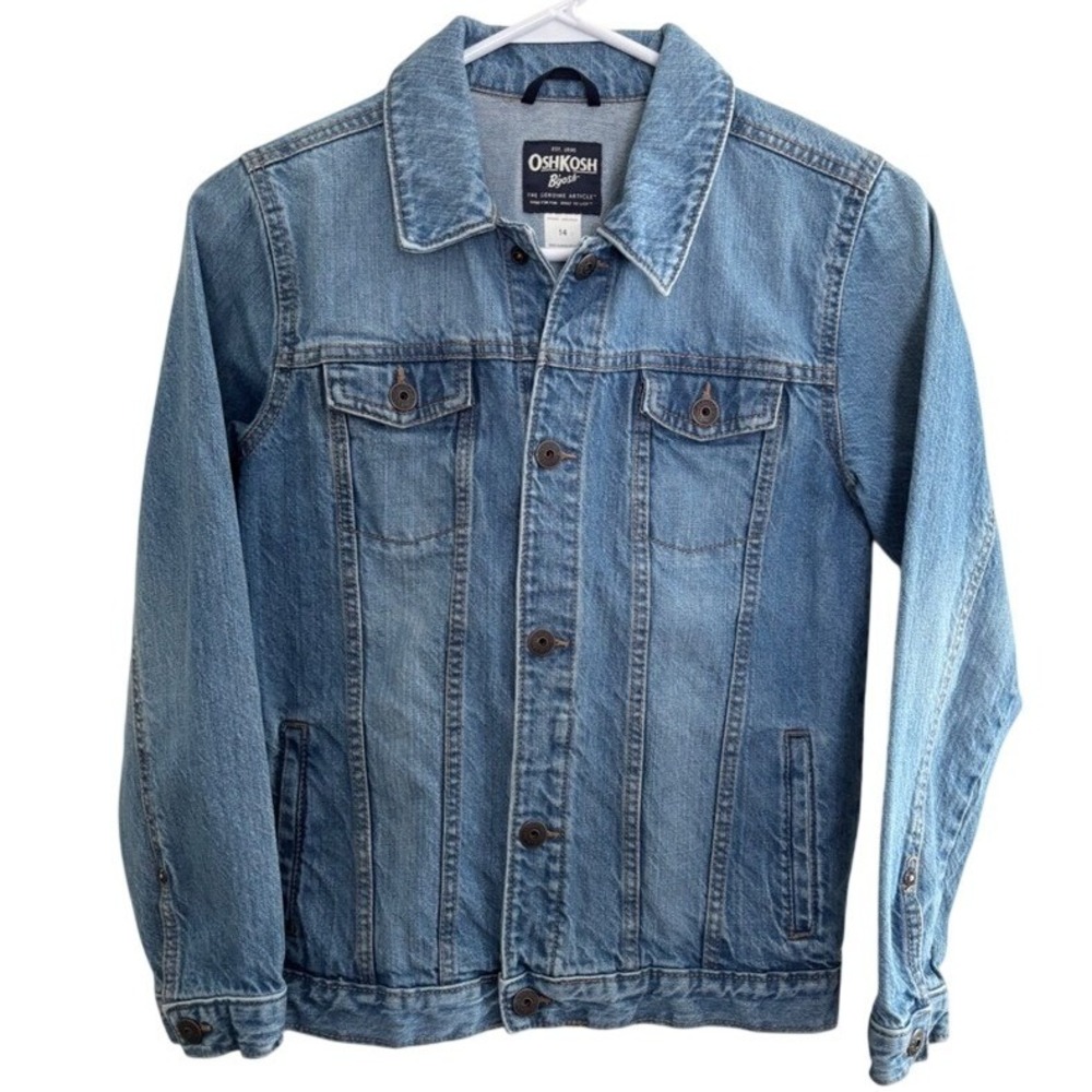 OshKosh Bgosh Kids Medium Wash Blue Denim Trucker Jacket‎ Size 14 3H194310